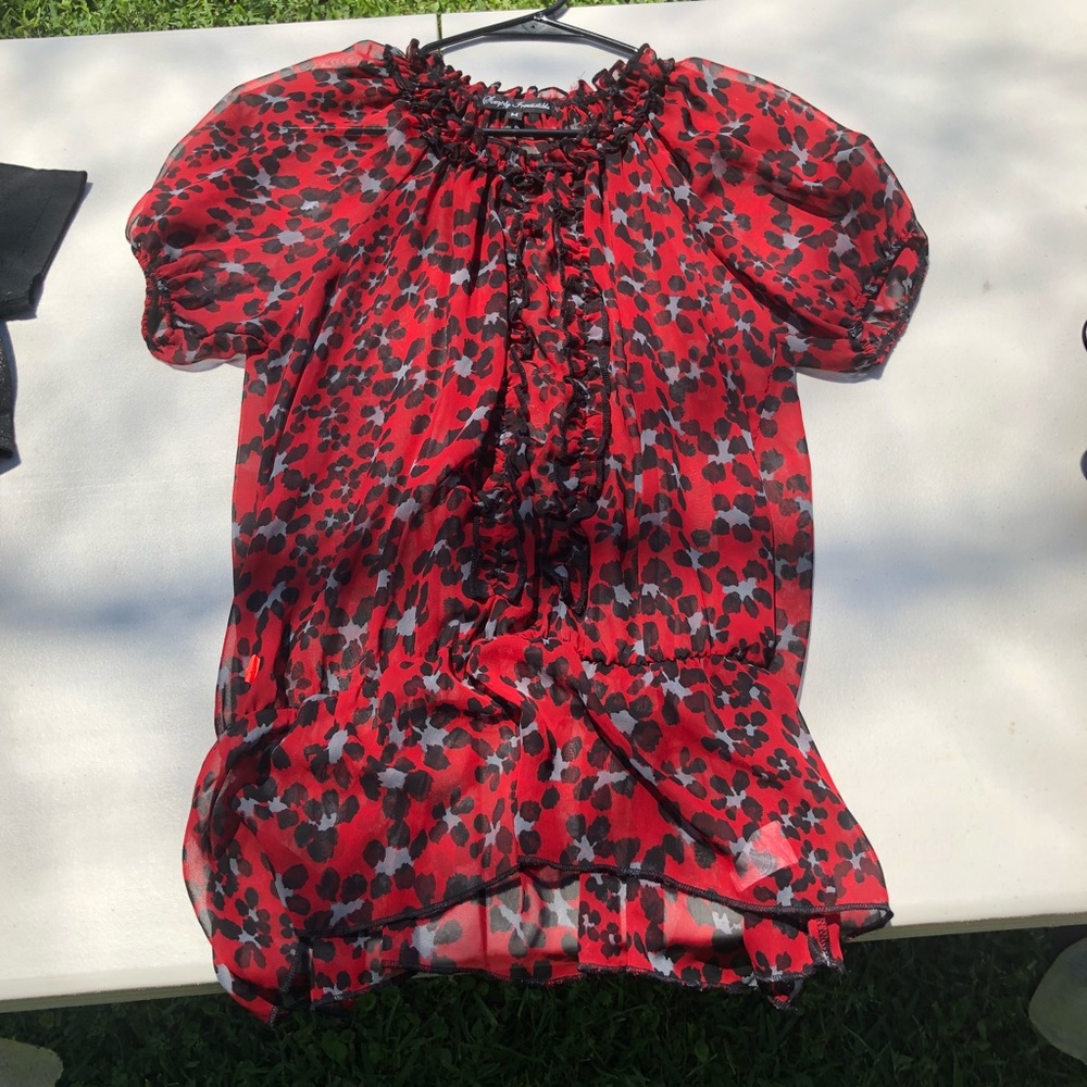 Black & Red Sheer Top